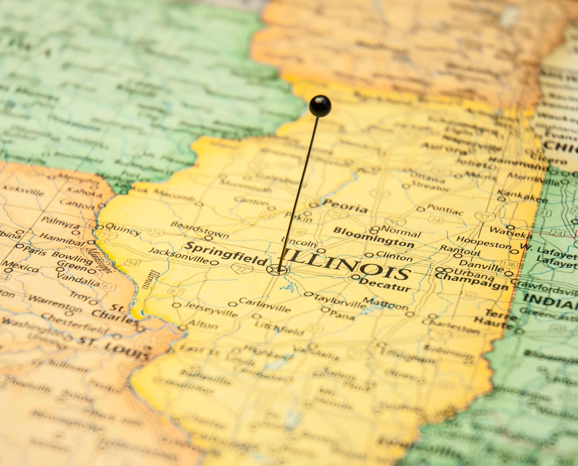 Macro Travel Map Of Springfield Illinois